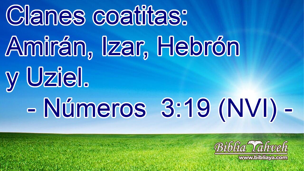  Clanes coatitas: Amirán, Izar, Hebrón y Uziel. 