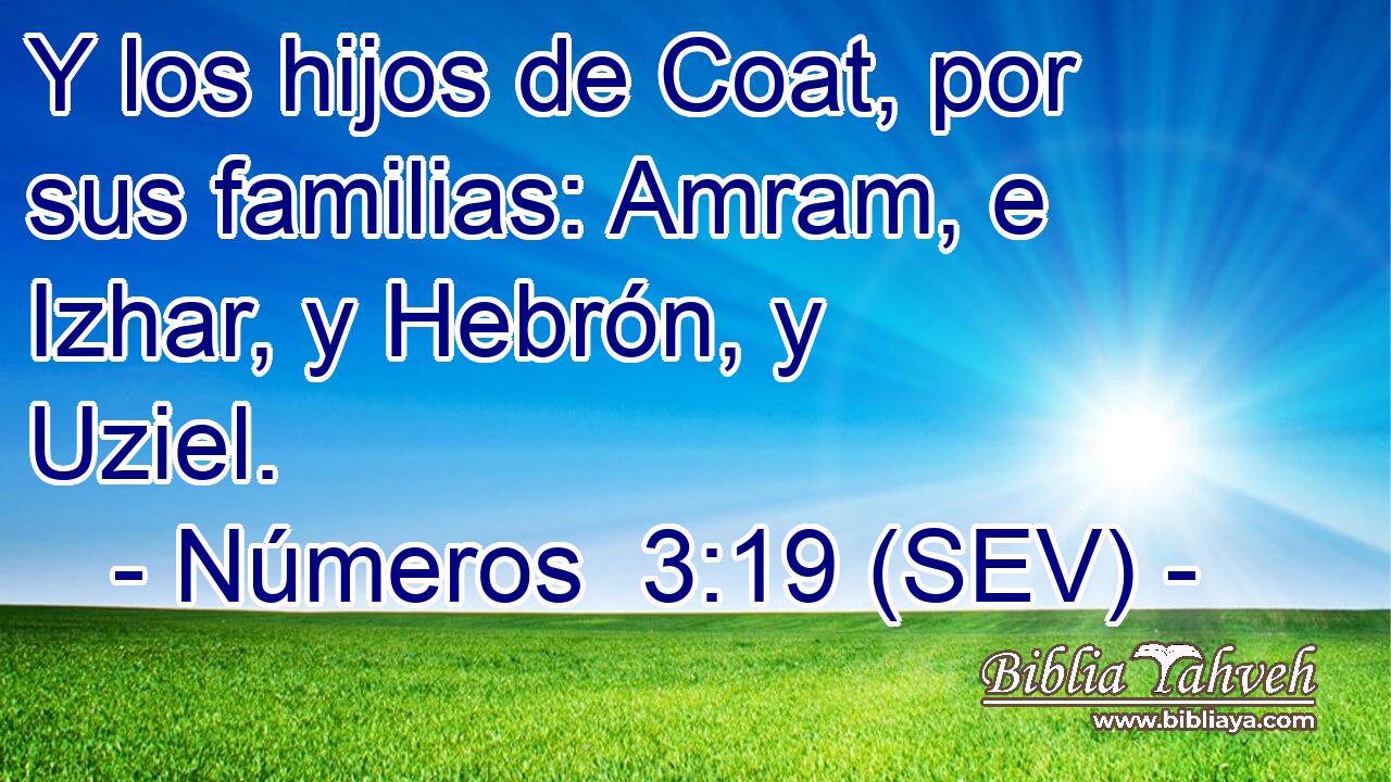 Y los hijos de Coat, por sus familias: Amram, e Izhar, y Hebrón, y Uziel.