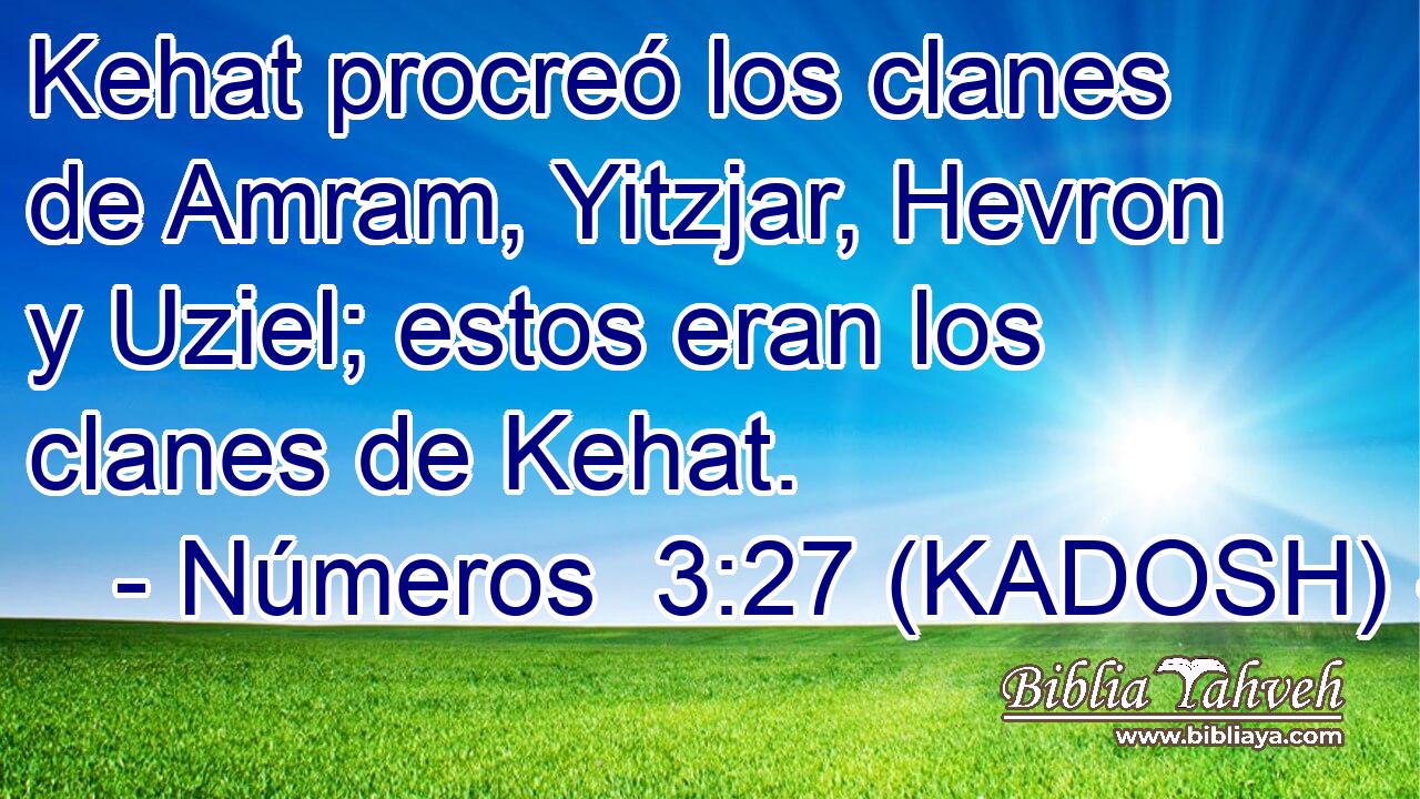  Kehat procreó los clanes de Amram, Yitzjar, Hevron y Uziel; estos eran los clanes de Kehat. 