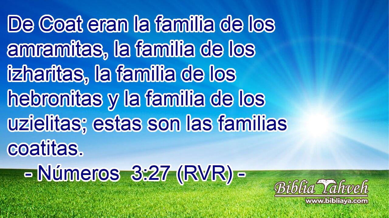 De Coat eran la familia de los amramitas, la familia de los izharitas, la familia de los hebronitas y la familia de los uzielitas; estas son las familias coatitas.