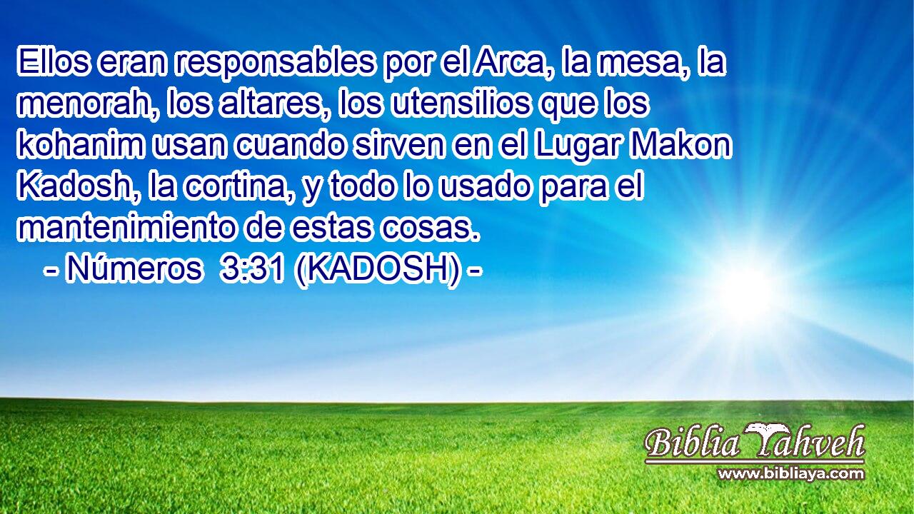  Ellos eran responsables por el Arca, la mesa, la menorah, los altares, los utensilios que los kohanim usan cuando sirven en el Lugar Makon Kadosh, la cortina, y todo lo usado para el mantenimiento de estas cosas. 