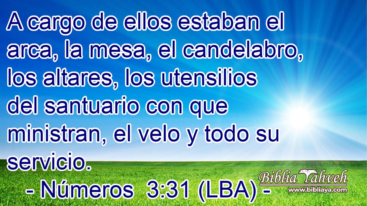 A cargo de ellos estaban el arca, la mesa, el candelabro, los altares, los utensilios del santuario con que ministran, el velo y todo su servicio.