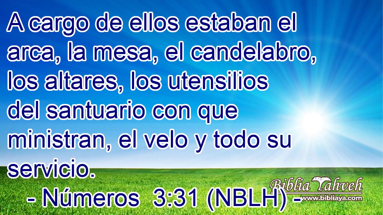  A cargo de ellos estaban el arca, la mesa, el candelabro, los altares, los utensilios del santuario con que ministran, el velo y todo su servicio. 
