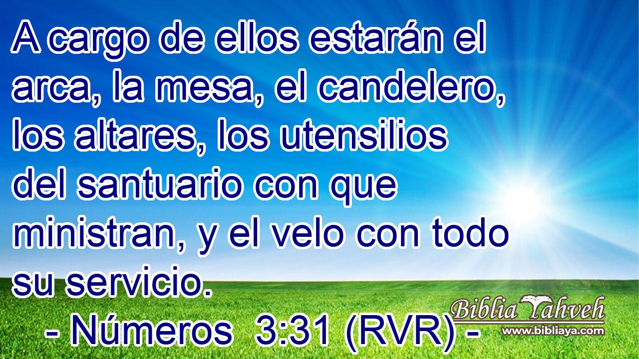 A cargo de ellos estarán el arca, la mesa, el candelero, los altares, los utensilios del santuario con que ministran, y el velo con todo su servicio.