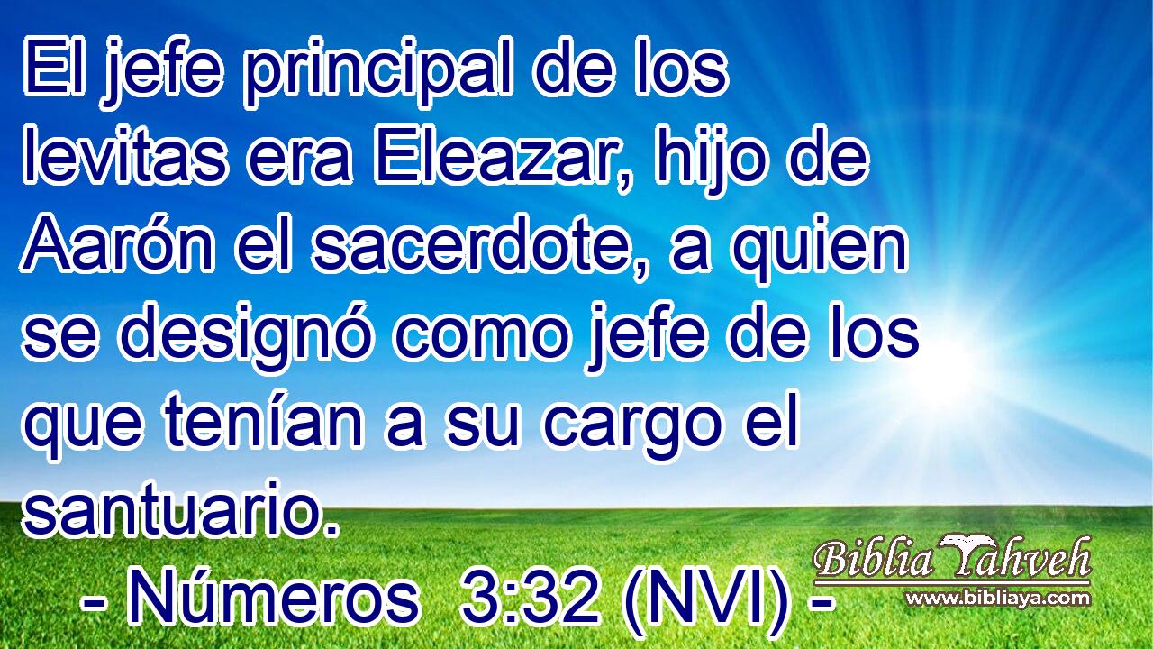  El jefe principal de los levitas era Eleazar, hijo de Aarón el sacerdote, a quien se designó como jefe de los que tenían a su cargo el santuario. 