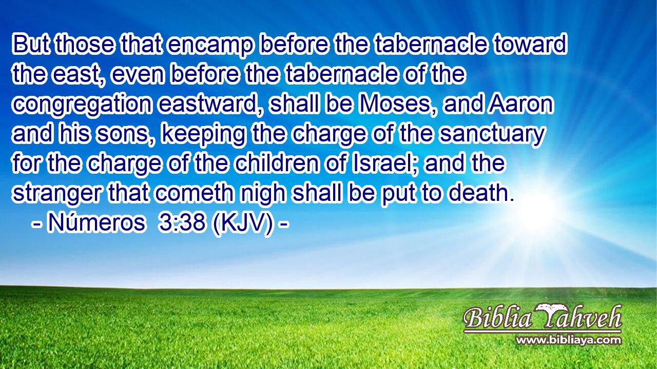But those that encamp before the tabernacle toward the east, even before the tabernacle of the congregation eastward, shall be Moses, and Aaron and his sons, keeping the charge of the sanctuary for the charge of the children of Israel; and the stranger that cometh nigh shall be put to death.