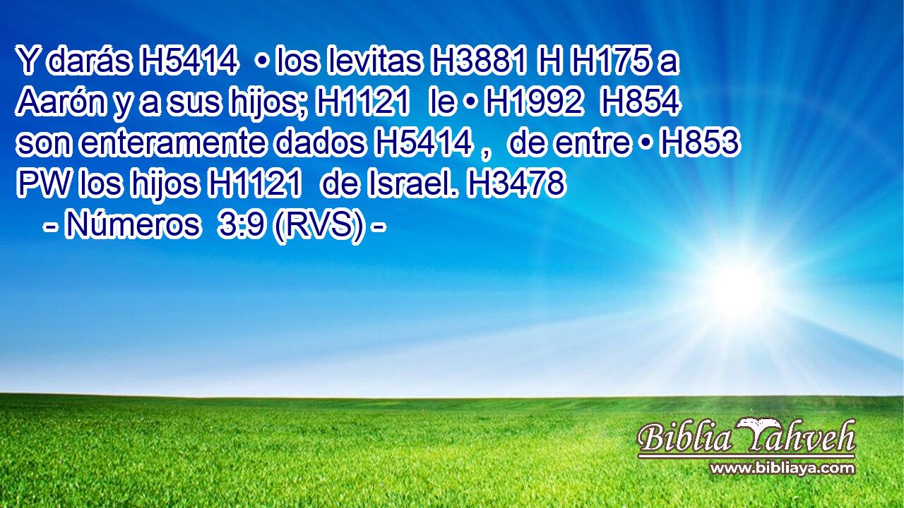 Y darás H5414  • los levitas H3881 H H175 a Aarón y a sus hijos; H1121  le • H1992  H854 son enteramente dados H5414 ,  de entre • H853 PW los hijos H1121  de Israel. H3478  