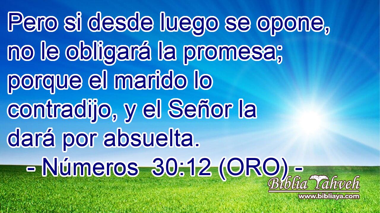  Pero si desde luego se opone, no le obligará la promesa; porque el marido lo contradijo, y el Señor la dará por absuelta. 