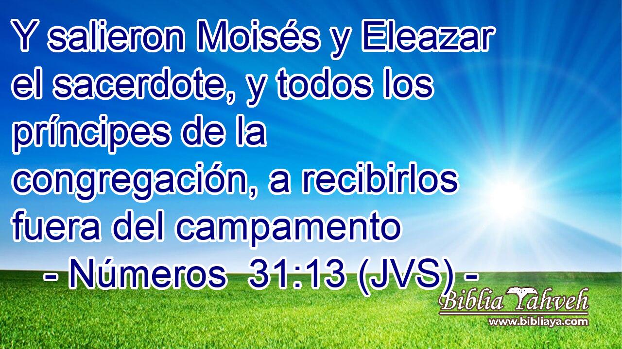Y salieron Moisés y Eleazar el sacerdote, y todos los príncipes de la congregación, a recibirlos fuera del campamento