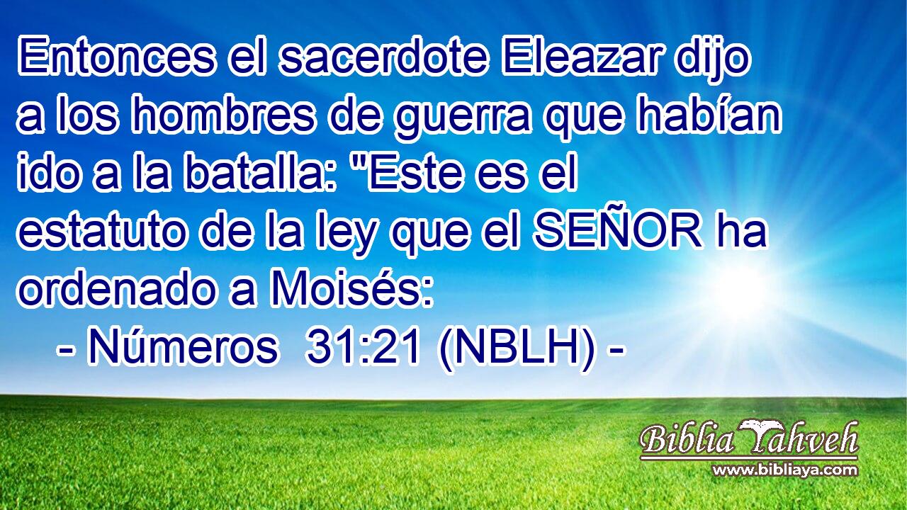  Entonces el sacerdote Eleazar dijo a los hombres de guerra que habían ido a la batalla: 