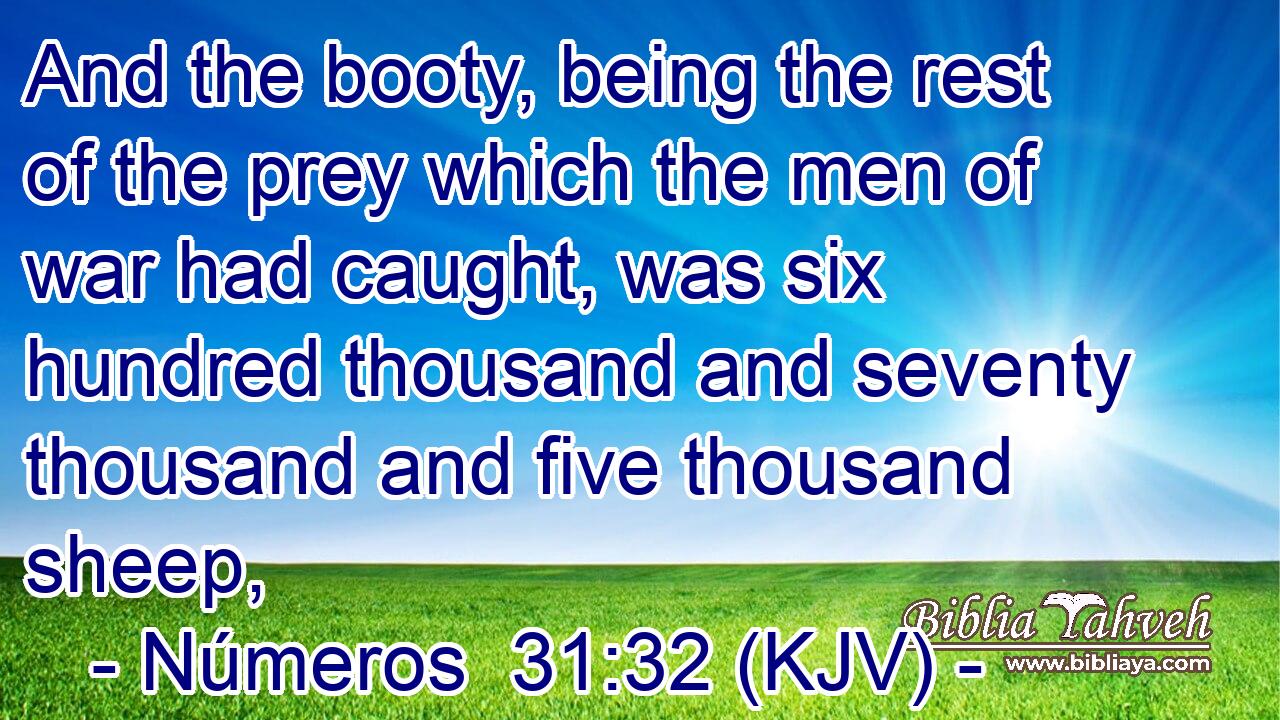 And the booty, being the rest of the prey which the men of war had caught, was six hundred thousand and seventy thousand and five thousand sheep,