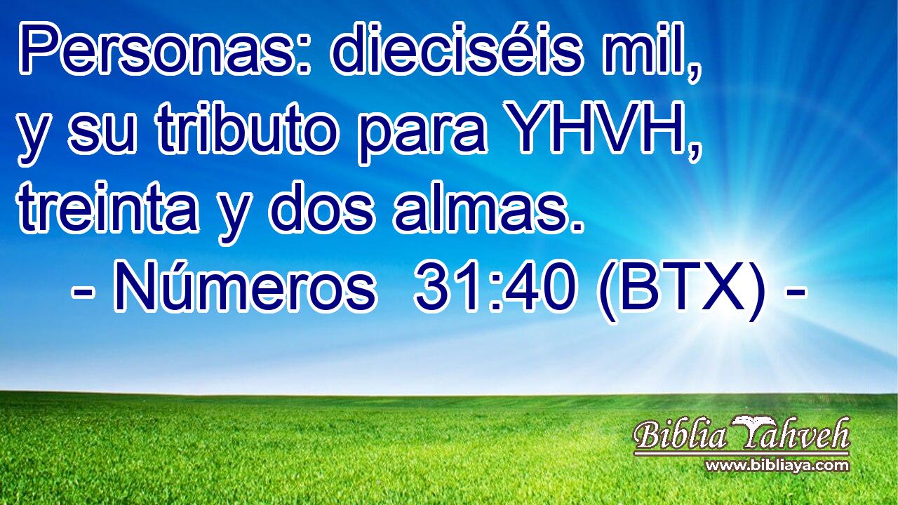 Personas: dieciséis mil, y su tributo para YHVH, treinta y dos almas.