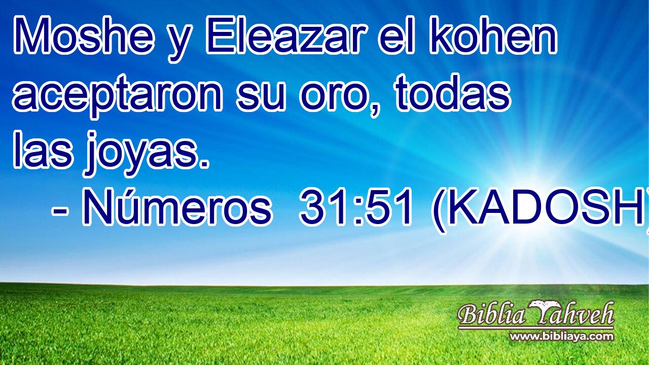  Moshe y Eleazar el kohen aceptaron su oro, todas las joyas. 