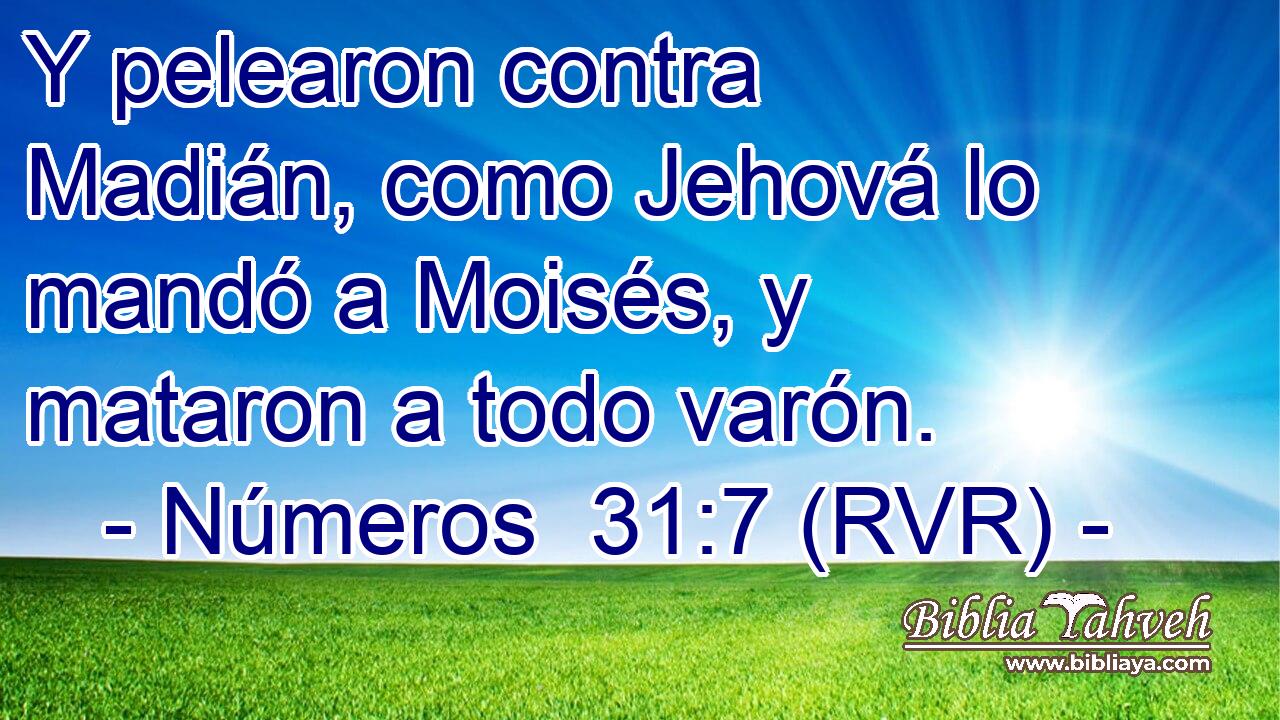 Y pelearon contra Madián, como Jehová lo mandó a Moisés, y mataron a todo varón.
