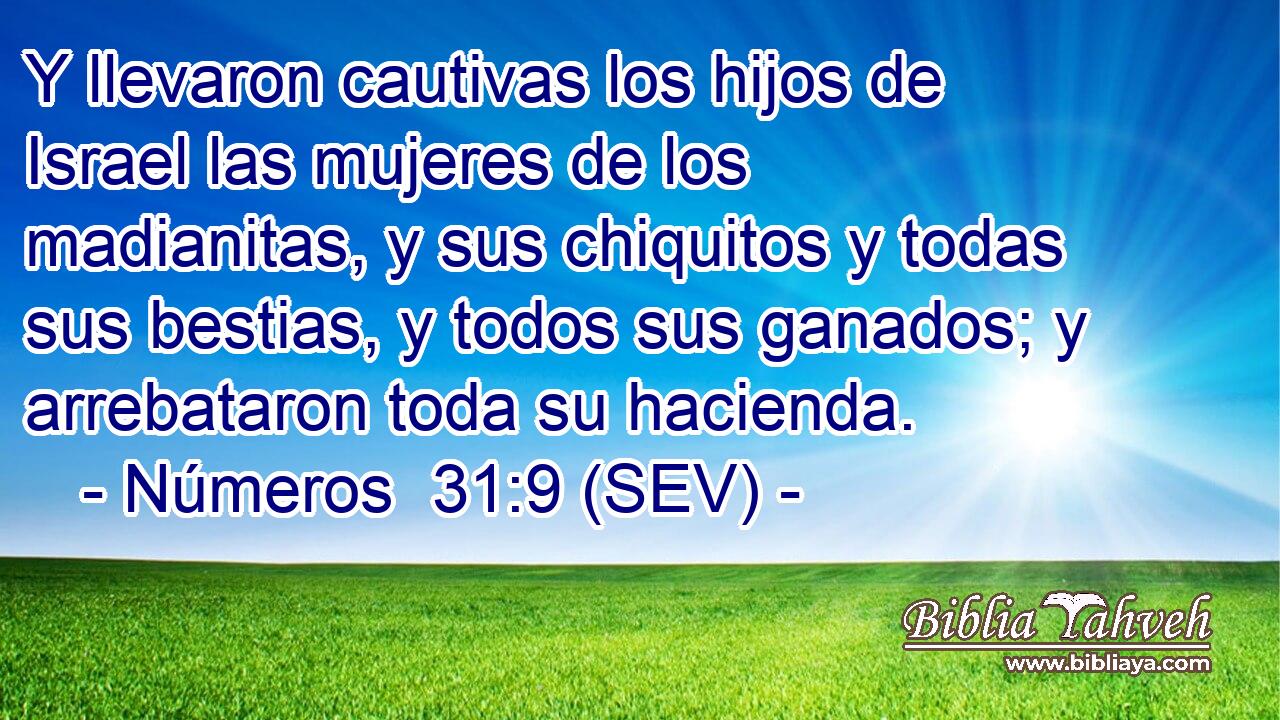 Y llevaron cautivas los hijos de Israel las mujeres de los madianitas, y sus chiquitos y todas sus bestias, y todos sus ganados; y arrebataron toda su hacienda.