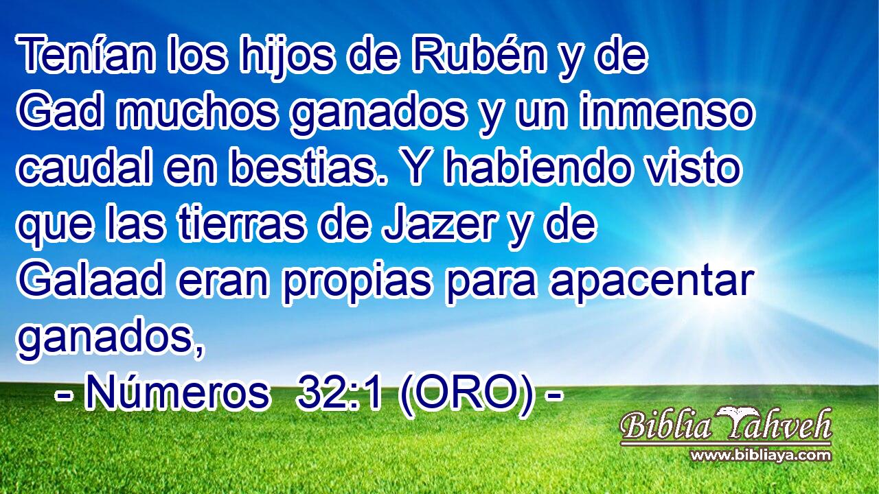  Tenían los hijos de Rubén y de Gad muchos ganados y un inmenso caudal en bestias. Y habiendo visto que las tierras de Jazer y de Galaad eran propias para apacentar ganados, 
