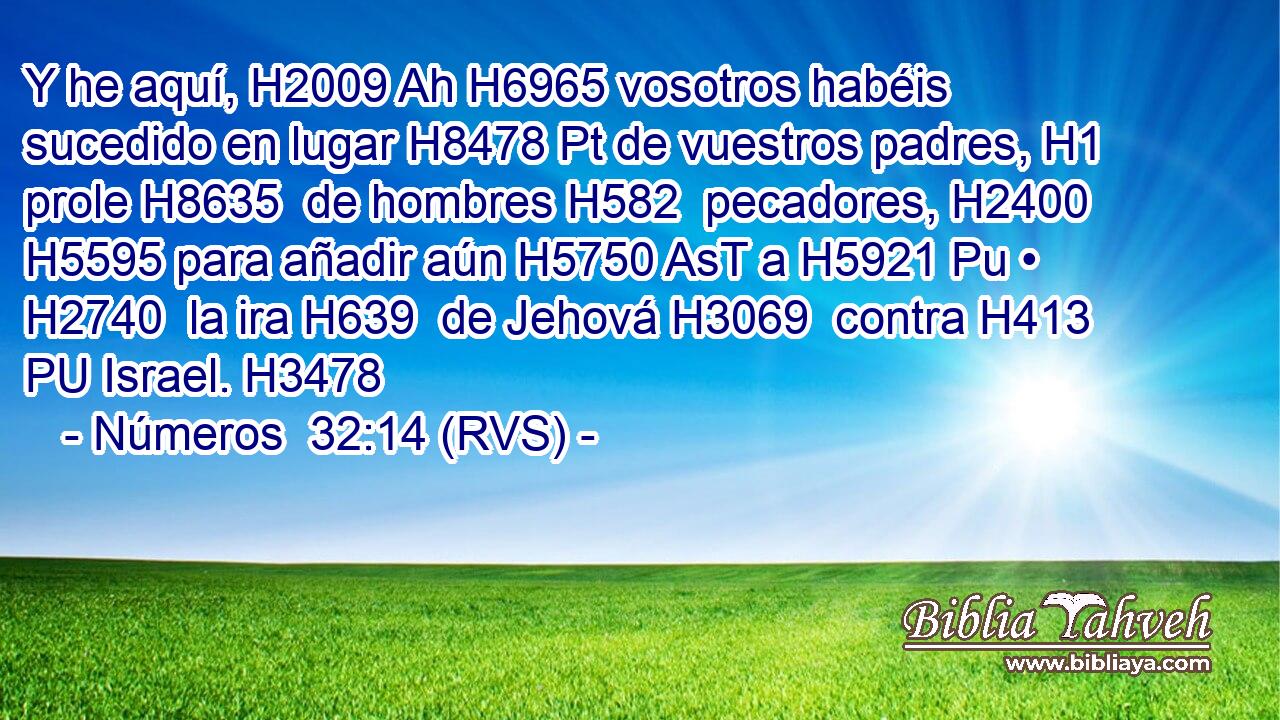 Y he aquí, H2009 Ah H6965 vosotros habéis sucedido en lugar H8478 Pt de vuestros padres, H1  prole H8635  de hombres H582  pecadores, H2400  H5595 para añadir aún H5750 AsT a H5921 Pu • H2740  la ira H639  de Jehová H3069  contra H413 PU Israel. H3478  