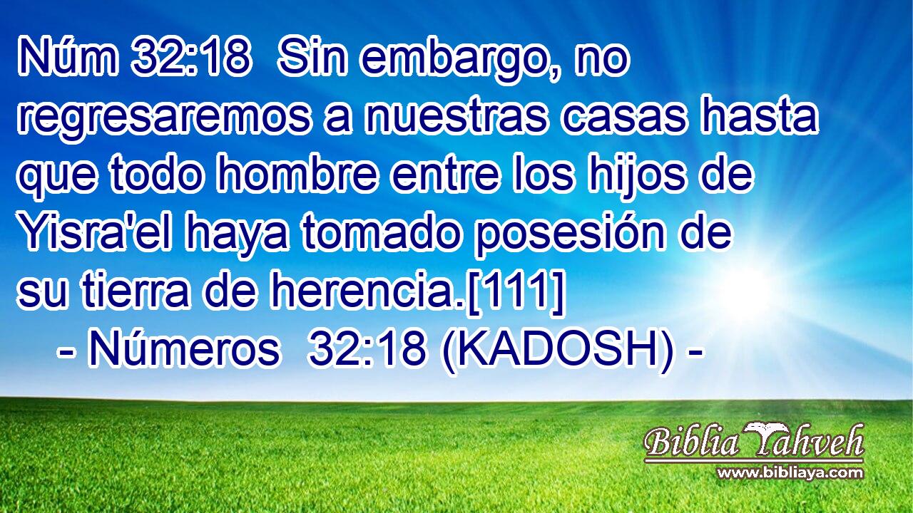  Sin embargo, no regresaremos a nuestras casas hasta que todo hombre entre los hijos de Yisra'el haya tomado posesión de su tierra de herencia.[111] 