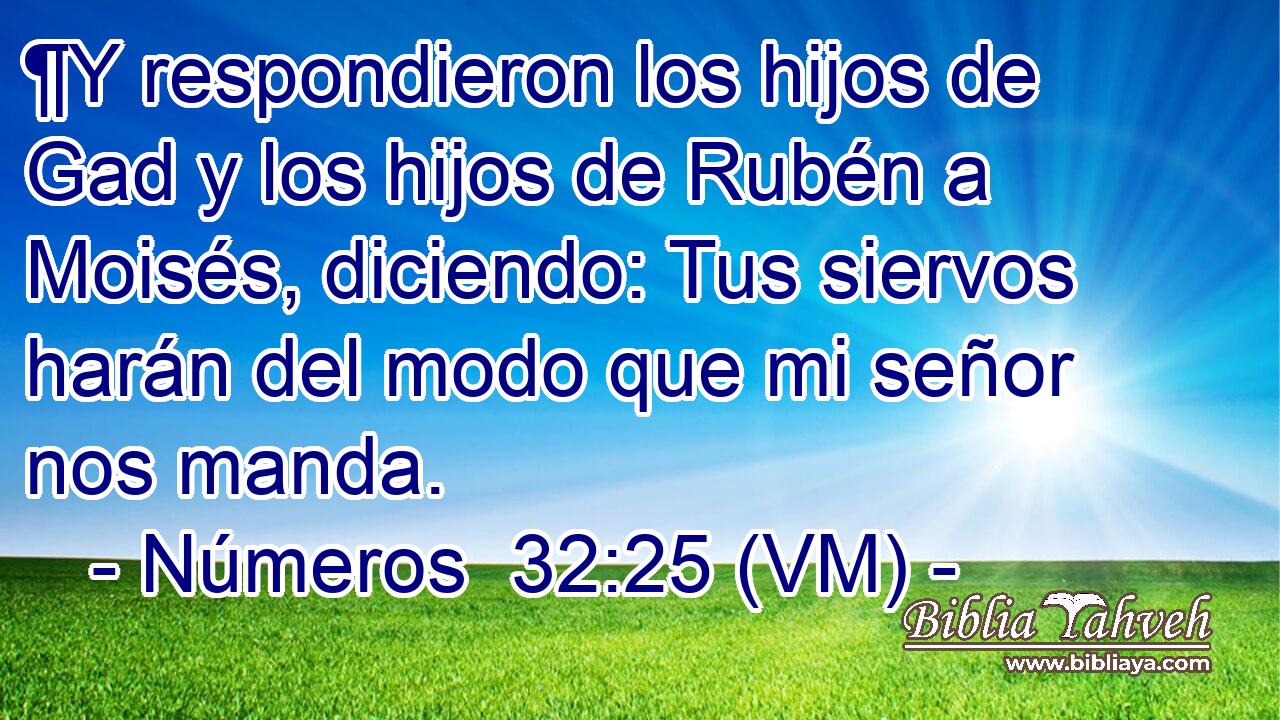  ¶Y respondieron los hijos de Gad y los hijos de Rubén a Moisés, diciendo: Tus siervos harán del modo que mi señor nos manda. 