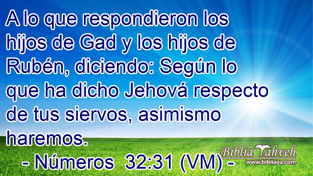  A lo que respondieron los hijos de Gad y los hijos de Rubén, diciendo: Según lo que ha dicho Jehová respecto de tus siervos, asimismo haremos. 