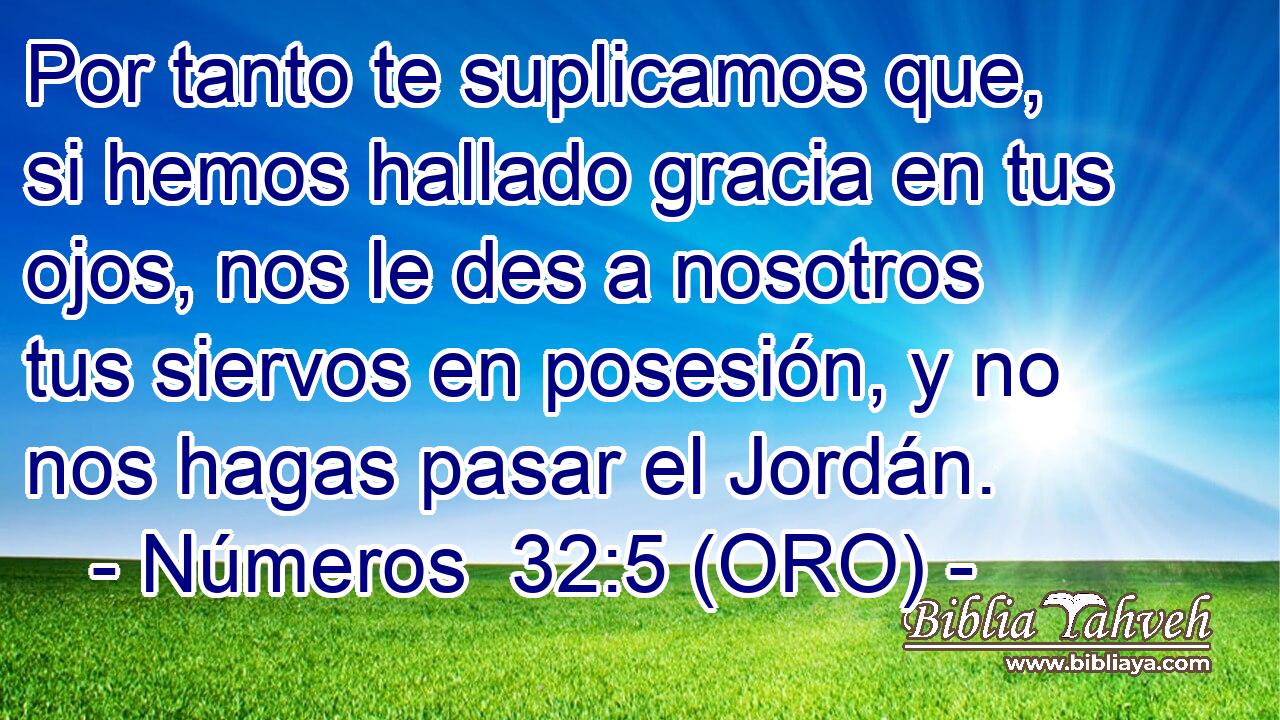  Por tanto te suplicamos que, si hemos hallado gracia en tus ojos, nos le des a nosotros tus siervos en posesión, y no nos hagas pasar el Jordán. 