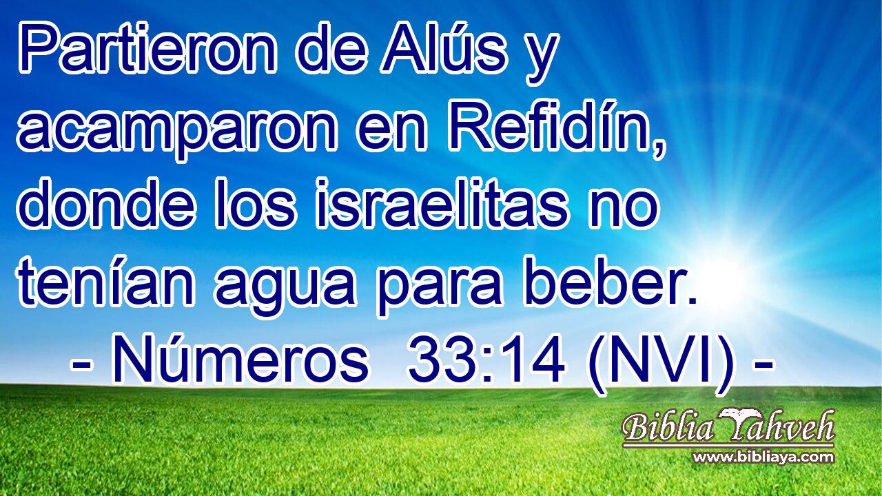  Partieron de Alús y acamparon en Refidín, donde los israelitas no tenían agua para beber. 