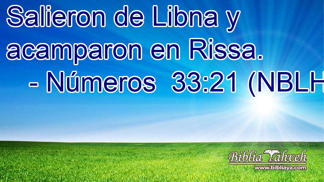  Salieron de Libna y acamparon en Rissa. 