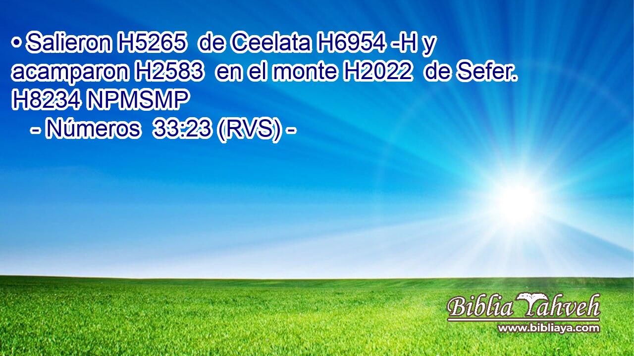 • Salieron H5265  de Ceelata H6954 -H y acamparon H2583  en el monte H2022  de Sefer. H8234 NPMSMP 