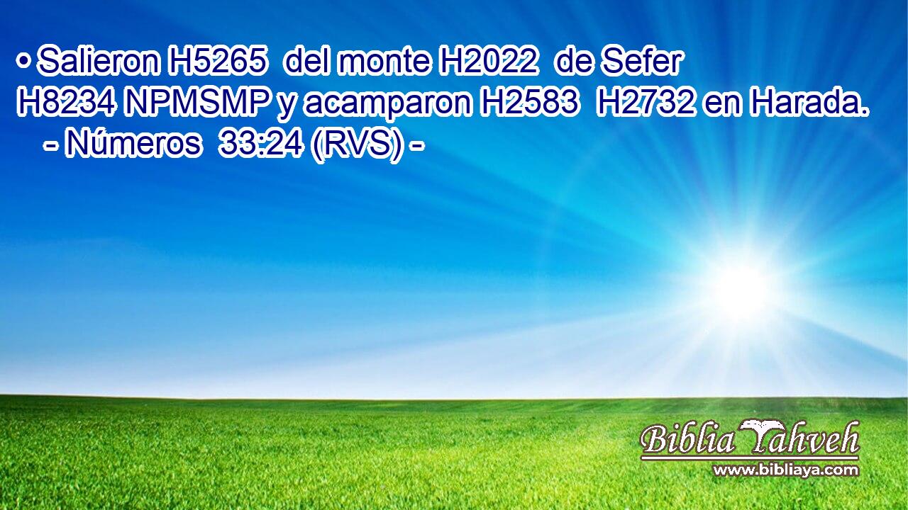 • Salieron H5265  del monte H2022  de Sefer H8234 NPMSMP y acamparon H2583  H2732 en Harada. 