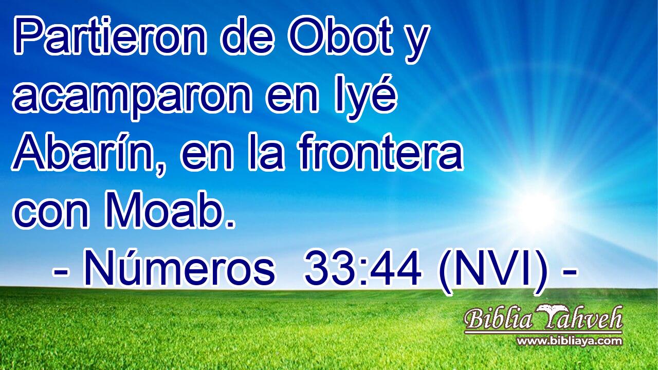  Partieron de Obot y acamparon en Iyé Abarín, en la frontera con Moab. 