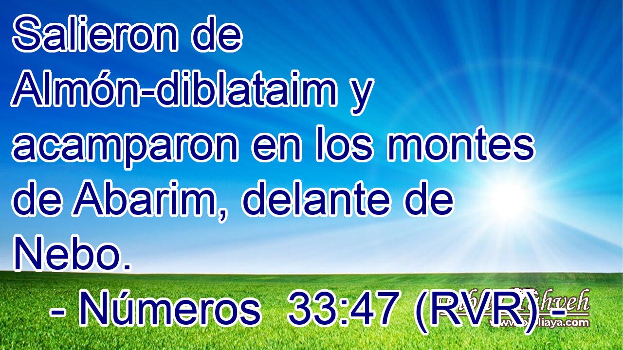 Salieron de Almón-diblataim y acamparon en los montes de Abarim, delante de Nebo.