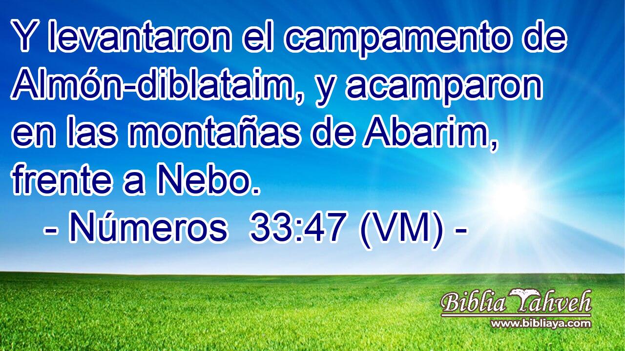  Y levantaron el campamento de Almón-diblataim, y acamparon en las montañas de Abarim, frente a Nebo. 