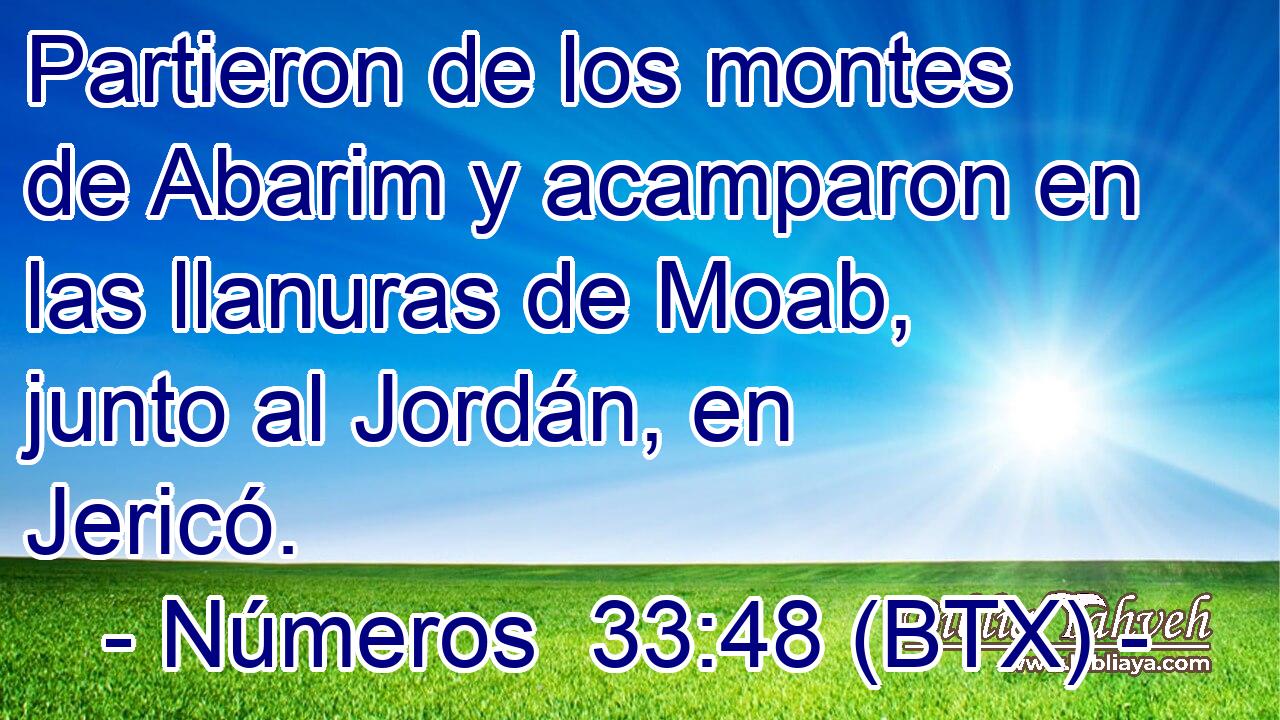 Partieron de los montes de Abarim y acamparon en las llanuras de Moab, junto al Jordán, en Jericó.