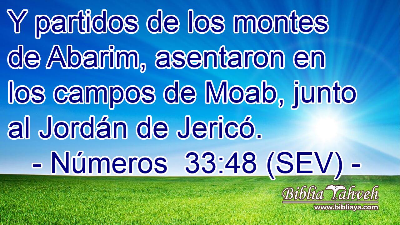 Y partidos de los montes de Abarim, asentaron en los campos de Moab, junto al Jordán de Jericó.