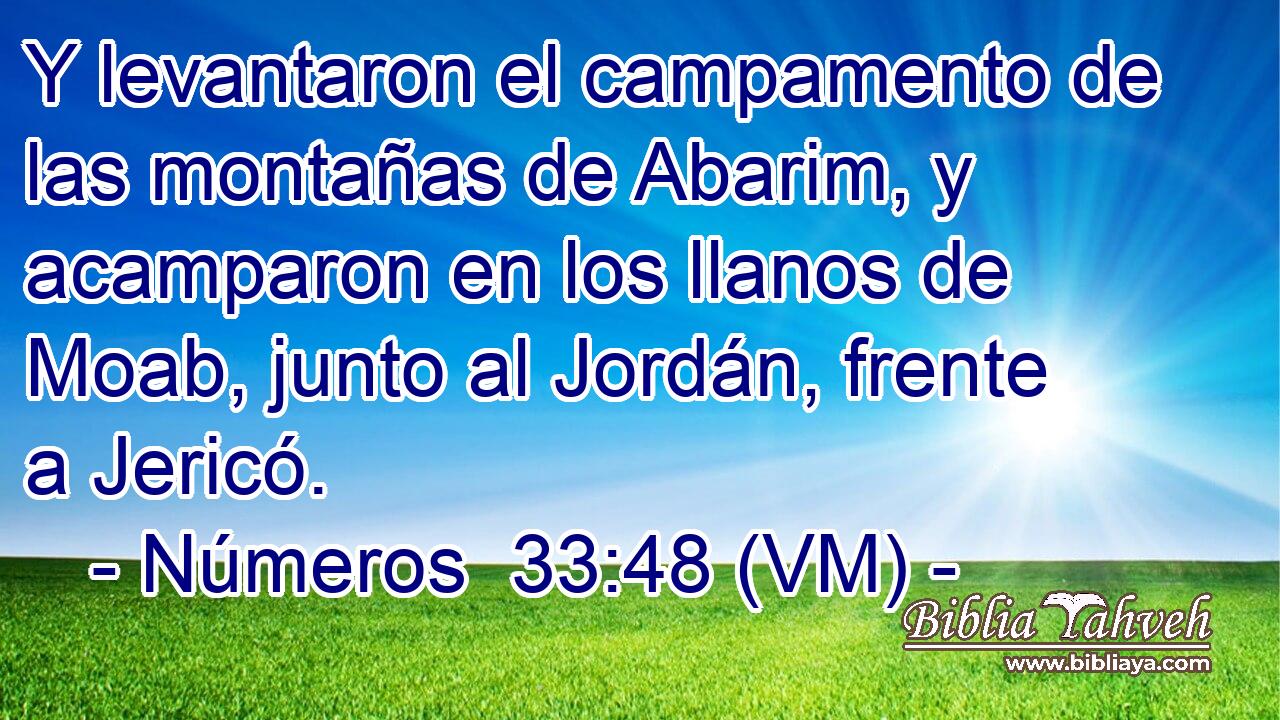  Y levantaron el campamento de las montañas de Abarim, y acamparon en los llanos de Moab, junto al Jordán, frente a Jericó. 