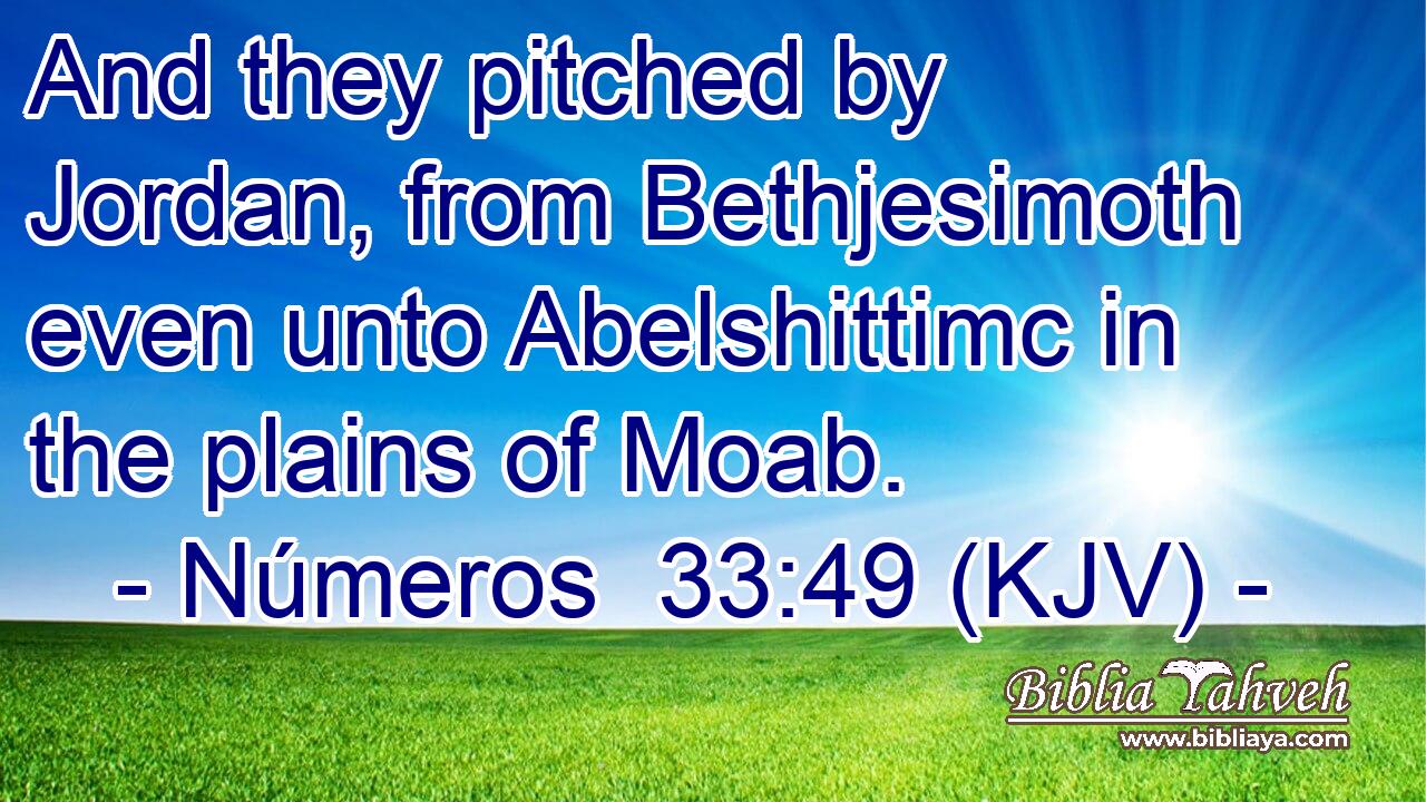 And they pitched by Jordan, from Bethjesimoth even unto Abelshittimc in the plains of Moab.