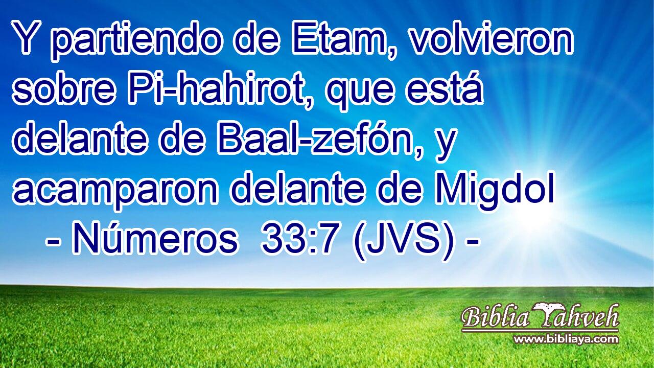 Y partiendo de Etam, volvieron sobre Pi-hahirot, que está delante de Baal-zefón, y acamparon delante de Migdol