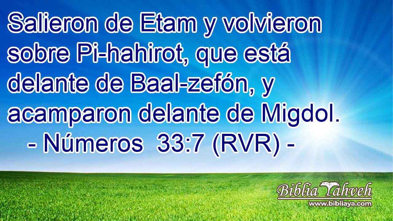 Salieron de Etam y volvieron sobre Pi-hahirot, que está delante de Baal-zefón, y acamparon delante de Migdol.