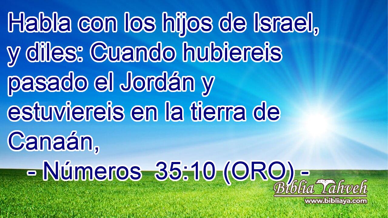  Habla con los hijos de Israel, y diles: Cuando hubiereis pasado el Jordán y estuviereis en la tierra de Canaán, 