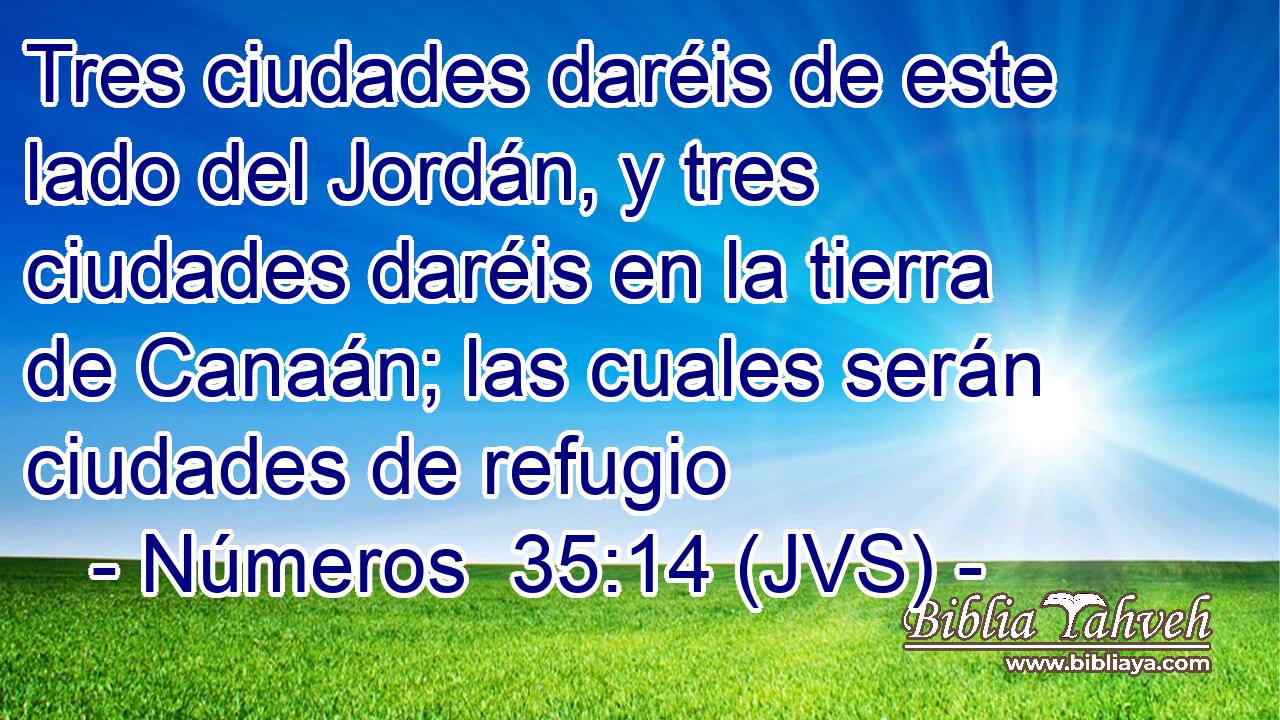 Tres ciudades daréis de este lado del Jordán, y tres ciudades daréis en la tierra de Canaán; las cuales serán ciudades de refugio