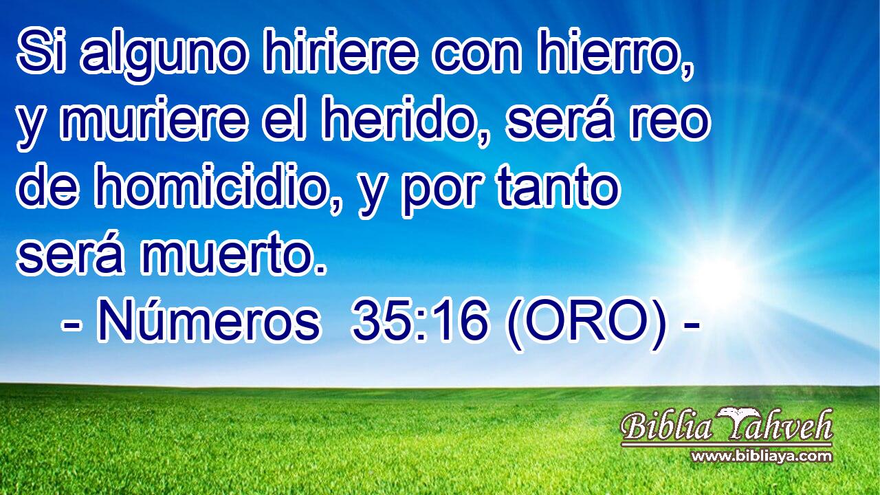  Si alguno hiriere con hierro, y muriere el herido, será reo de homicidio, y por tanto será muerto. 