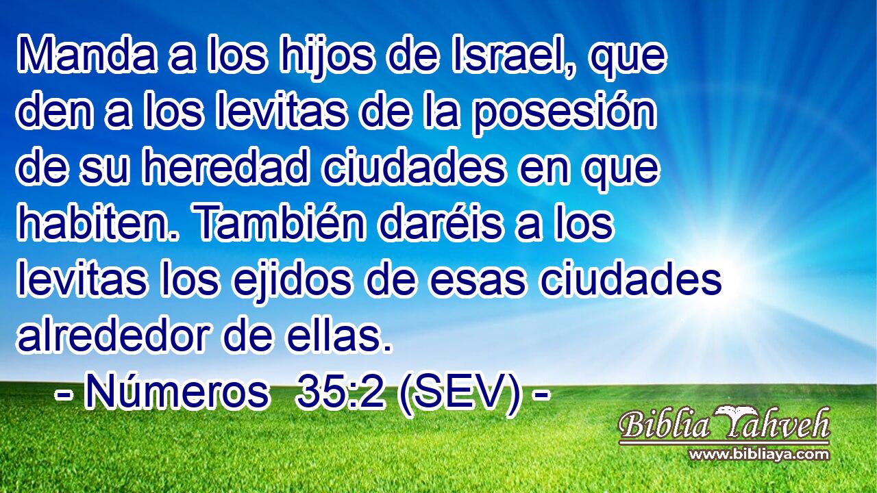 Manda a los hijos de Israel, que den a los levitas de la posesión de su heredad ciudades en que habiten. También daréis a los levitas los ejidos de esas ciudades alrededor de ellas.