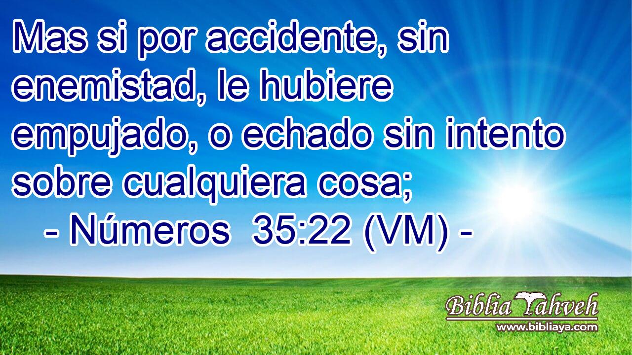 Mas si por accidente, sin enemistad, le hubiere empujado, o echado sin intento sobre cualquiera cosa; 