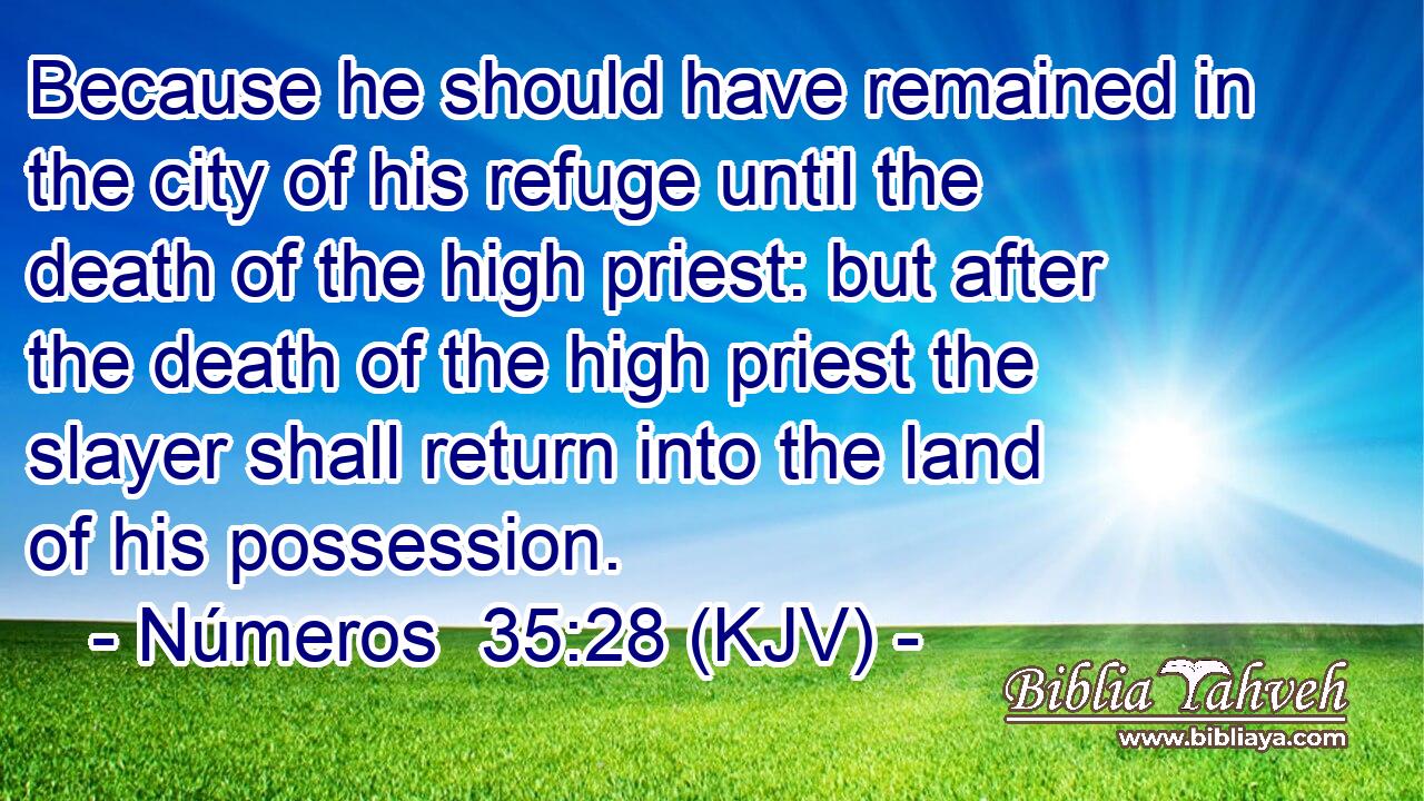 Because he should have remained in the city of his refuge until the death of the high priest: but after the death of the high priest the slayer shall return into the land of his possession.