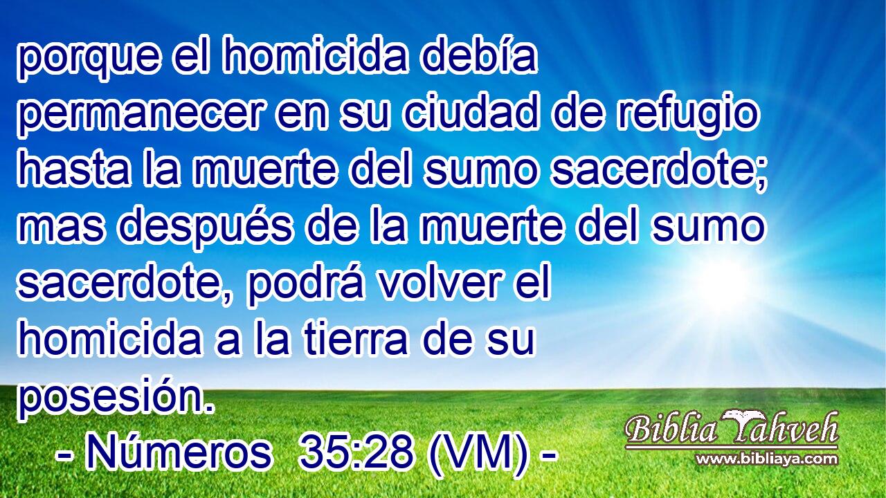  porque el homicida debía permanecer en su ciudad de refugio hasta la muerte del sumo sacerdote; mas después de la muerte del sumo sacerdote, podrá volver el homicida a la tierra de su posesión. 