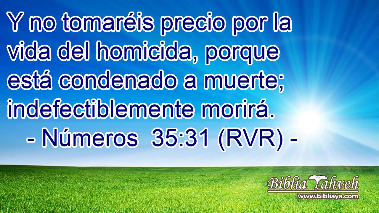 Y no tomaréis precio por la vida del homicida, porque está condenado a muerte; indefectiblemente morirá.