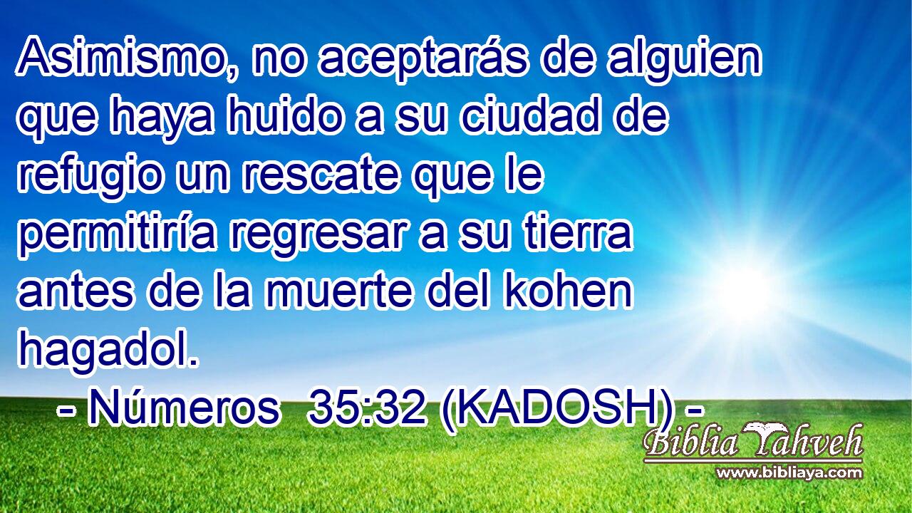  Asimismo, no aceptarás de alguien que haya huido a su ciudad de refugio un rescate que le permitiría regresar a su tierra antes de la muerte del kohen hagadol. 