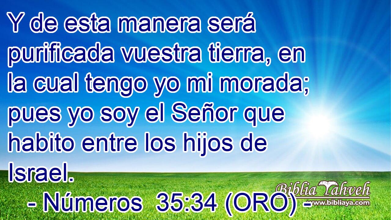  Y de esta manera será purificada vuestra tierra, en la cual tengo yo mi morada; pues yo soy el Señor que habito entre los hijos de Israel. 