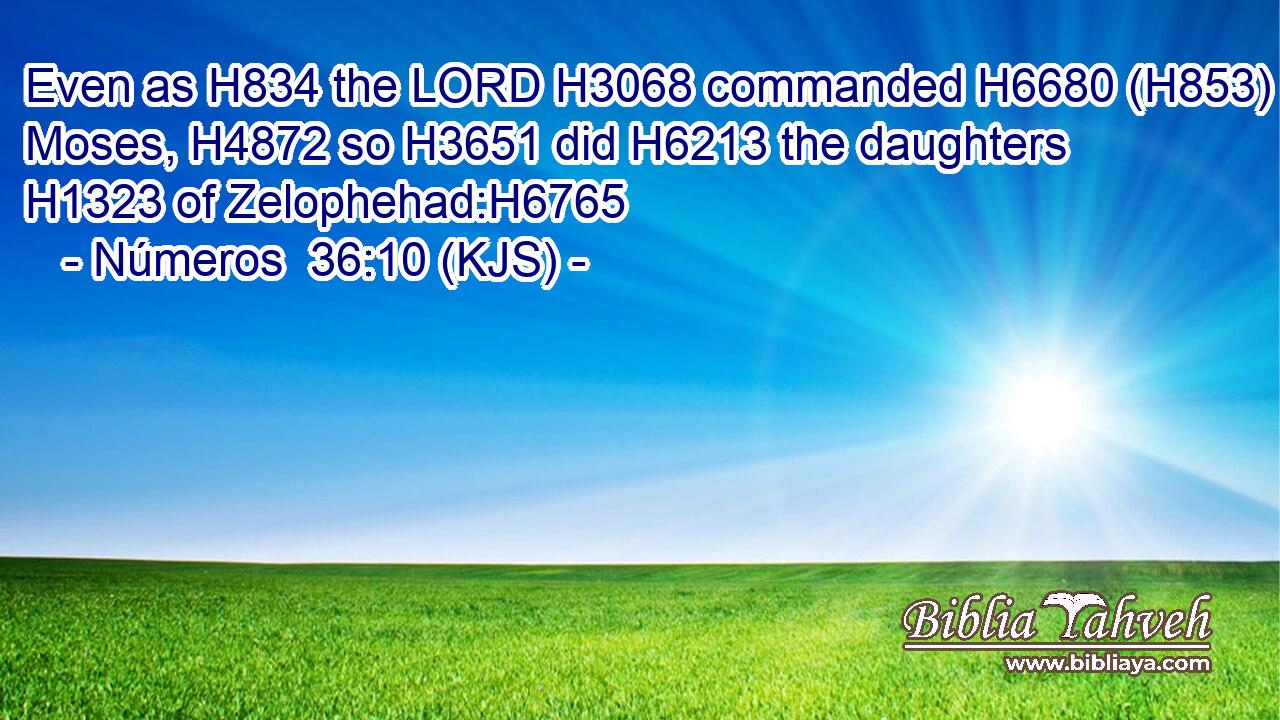 Even as H834 the LORD H3068 commanded H6680 (H853) Moses, H4872 so H3651 did H6213 the daughters H1323 of Zelophehad:H6765