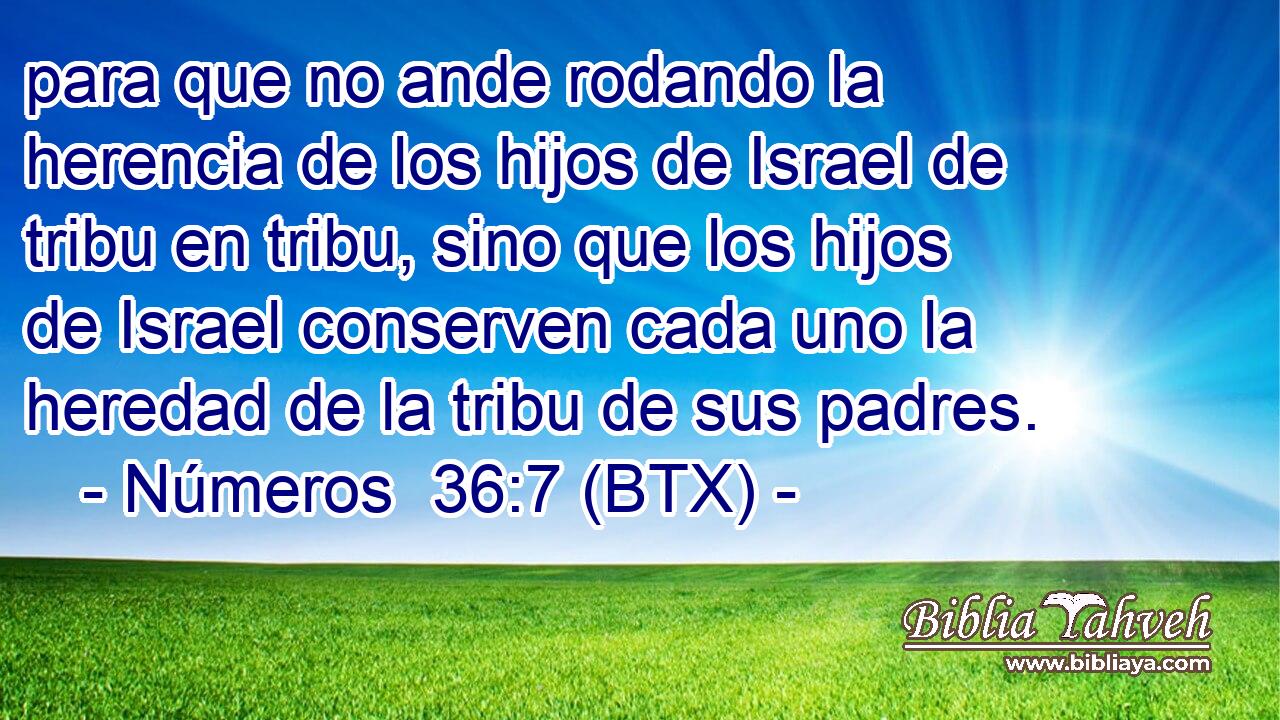 para que no ande rodando la herencia de los hijos de Israel de tribu en tribu, sino que los hijos de Israel conserven cada uno la heredad de la tribu de sus padres.